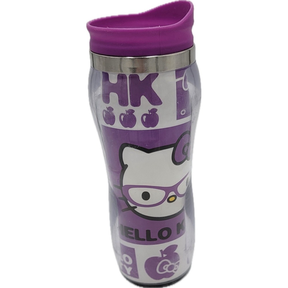 Hello Kitty Purple Water Tumbler Travel Cup Mug 16 Oz Sanrio Glasses Core Rare‎
